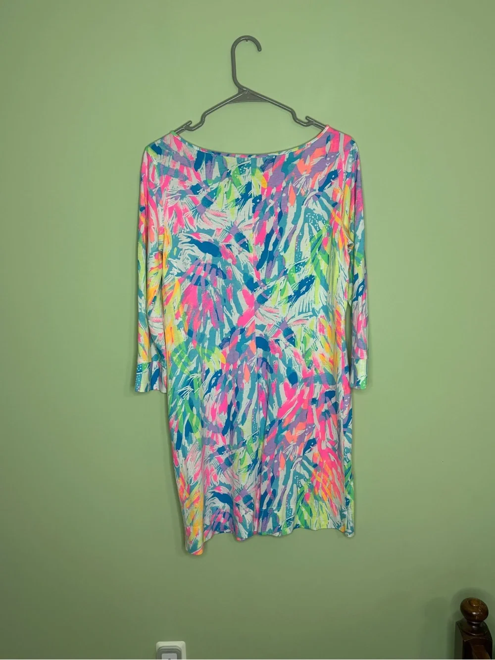 Lilly Pulitzer woman M cotton tropical shift dress midi colorful resort vacation